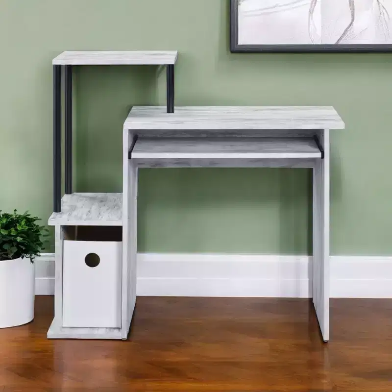 HomeRoots 37 Antiqued White Computer Desk