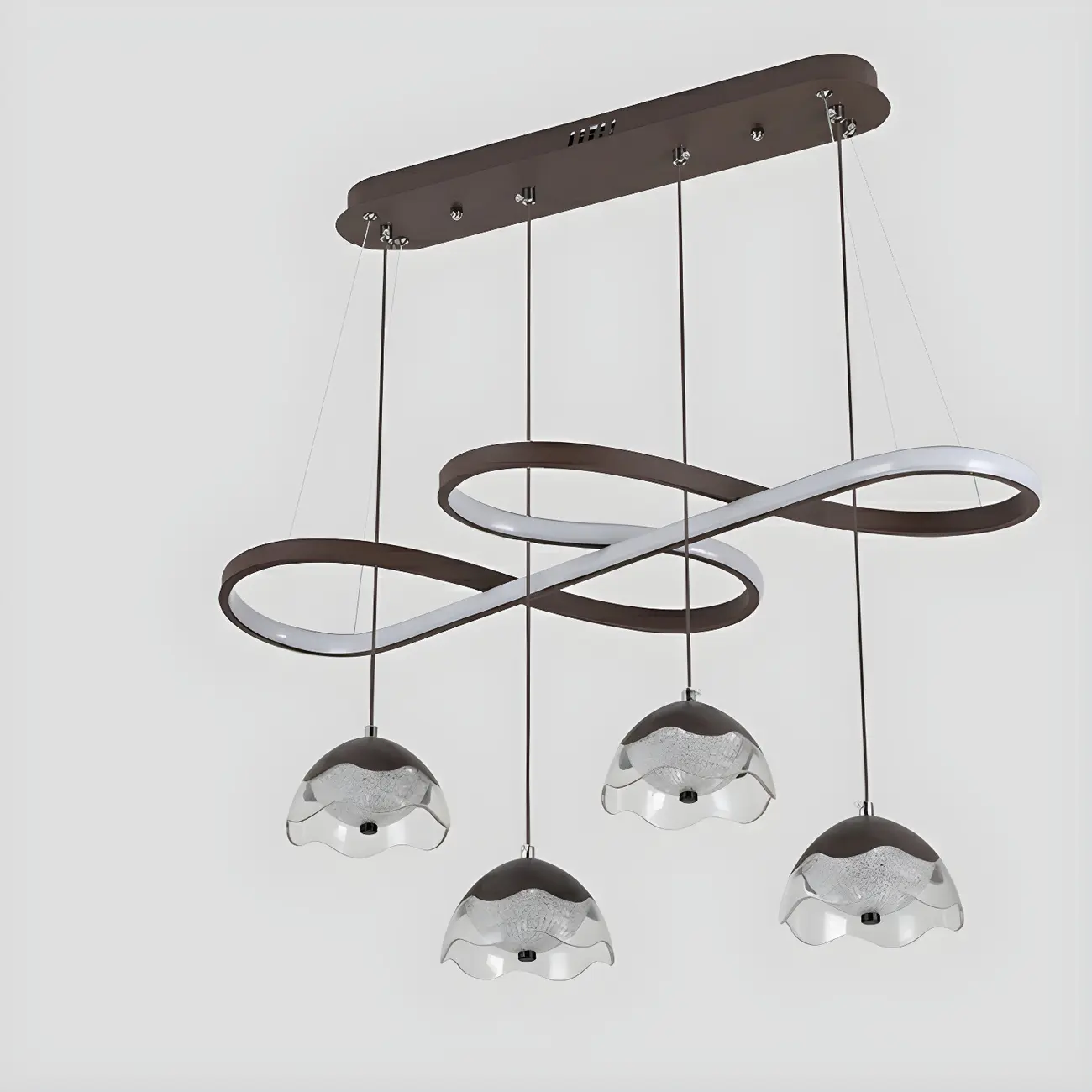 Adjustable 2 Tiers Black Metal 6-Light Dimming Pendant Light