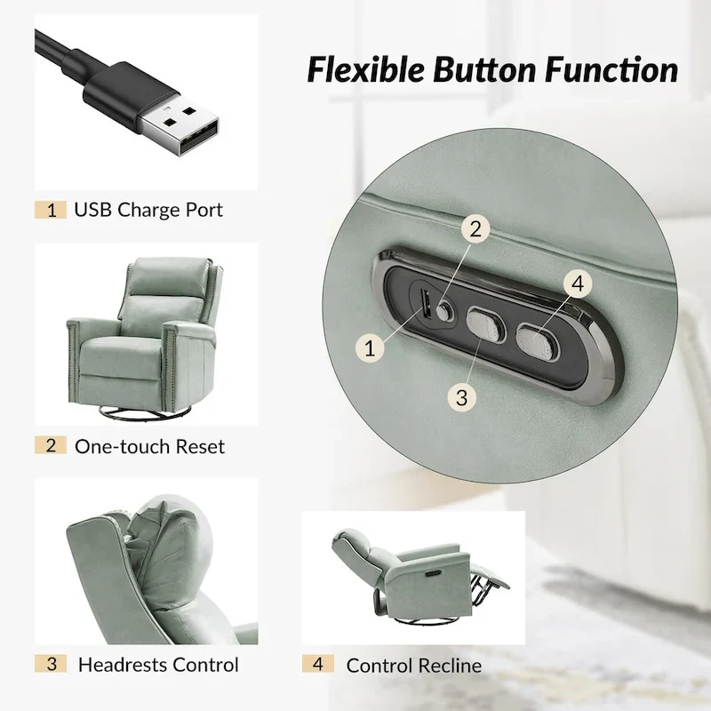 Tobias Traditional Swivel And Rocker Power Recliner Set of 2 by HULALA HOME