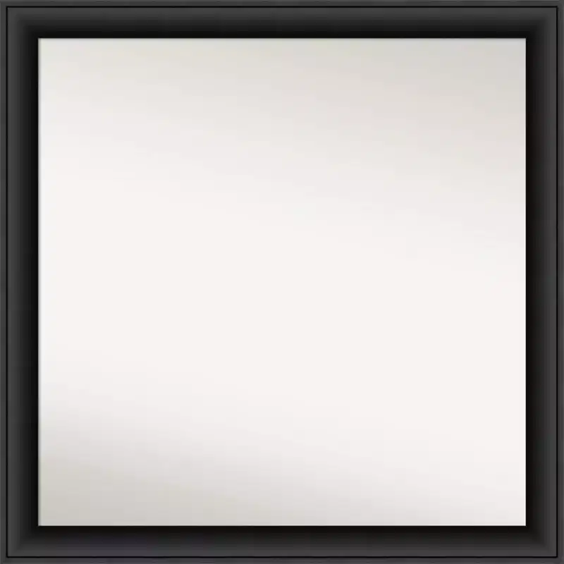 30" x 30" Non-Beveled Nero Wood Bathroom Wall Mirror Black - Amanti Art: Modern Square, Wall Mount, Wood Frame