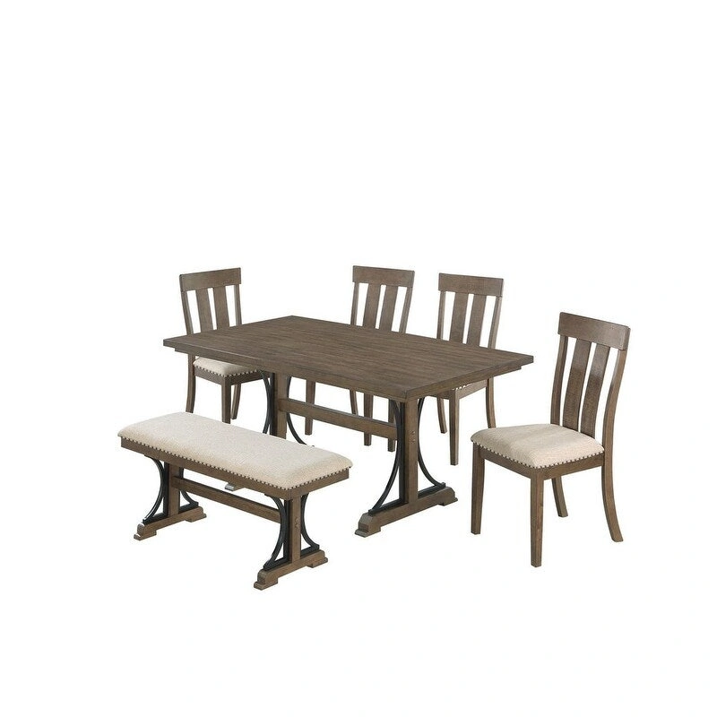 Best Quality Furniture Rustic Brown Oak Dining Sets
