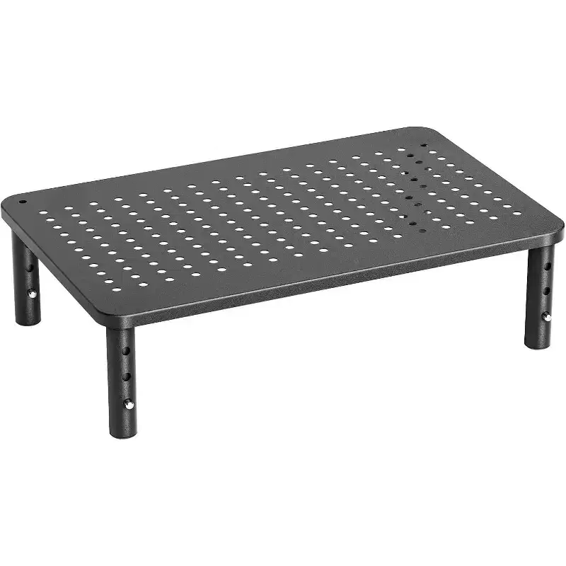 HUANUO Monitor Stand Riser - 3 Height Adjustable, Airflow Vents, Laptop Stand for Desk, Organizer for 15.6 Laptops, PCs & Printers