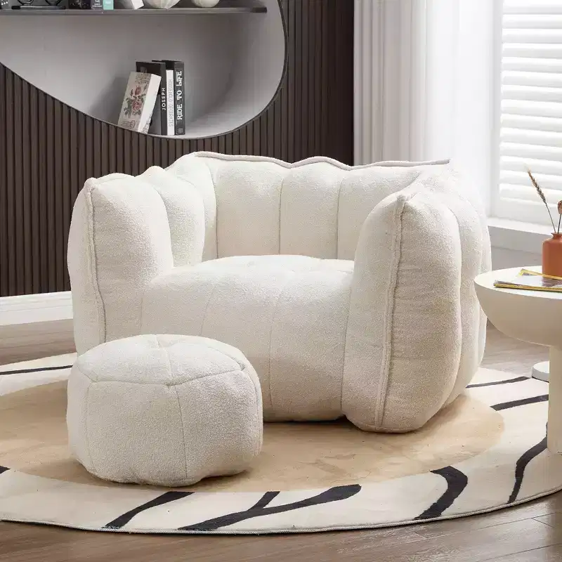 Okak Bean Bag Chair Comfortable Square Lazy Sofa Chair with Footstool Floor Chair with High Resilient Foam for Living Room