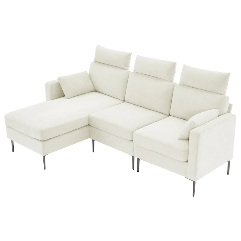 89  Chenille Sectional Sofa Couch With Extra Wide Chaise For Livingroom