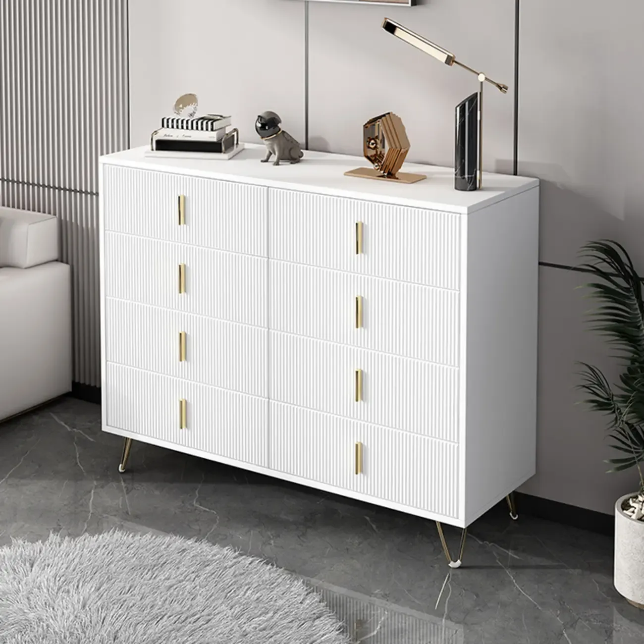 4 Legs Wood Storage Chest with Doors & Drawers for Home