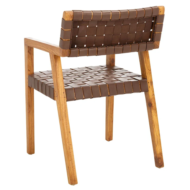 SAFAVIEH Gerda Woven Leather Dining Room Chair - 22.1  W x 20.9  L x 31.9  H - 22Wx21Dx32H