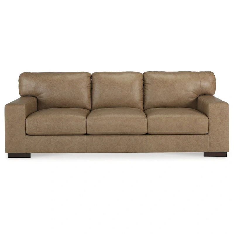Leather & Faux Leather Sofa - 96W x 40D x 35H