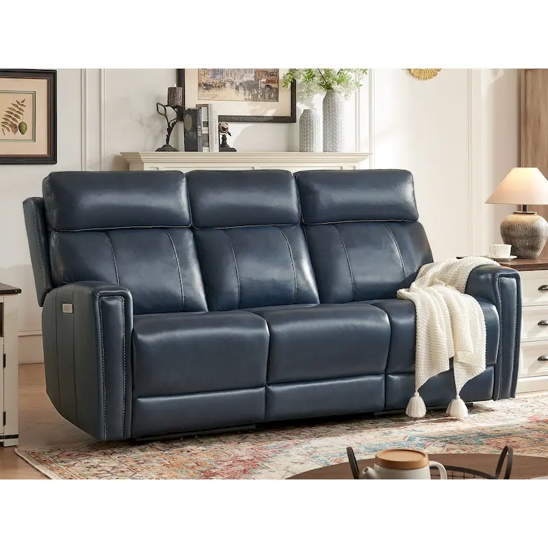 81.5  Genuine Leather Zero Gravity Power Recliner Sofa with Power Headrest, USB&USB-C Port