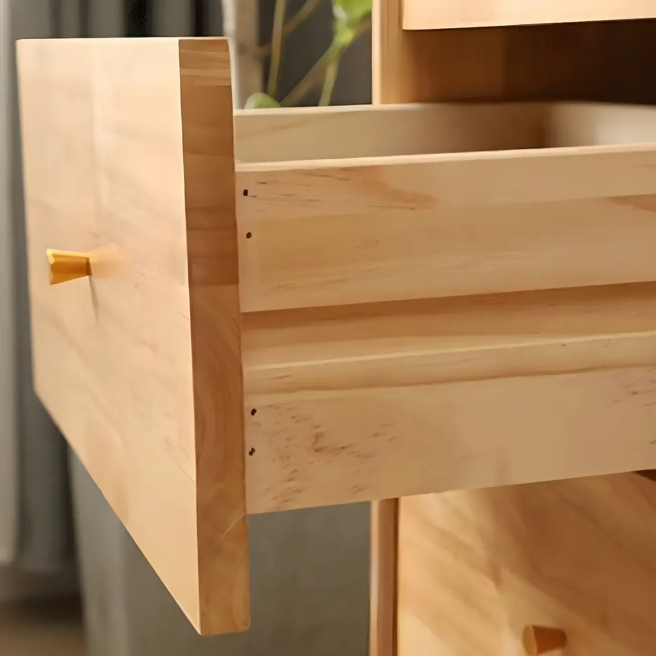 Compact Natural Wood Combo Dresser with Cabinet and Drawers