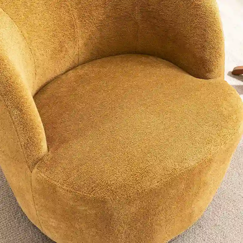 Single Fabric Modern Accent Chair 360 Degree Rotation Swivel Barrel Chairs