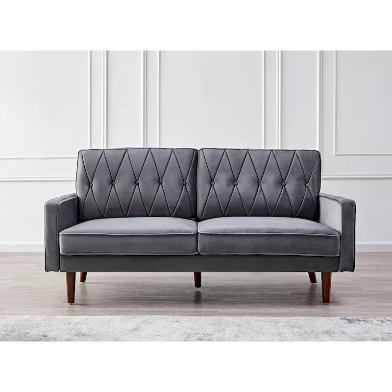 Feemster 69.3 Wide Velvet Tufted Cushion Back Sofa