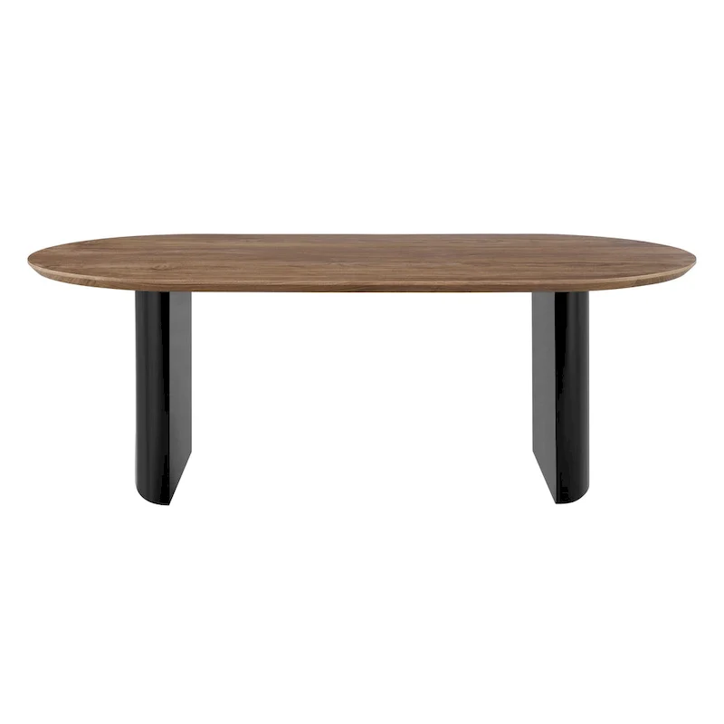 Walnut Oval Dining Table with Semi-Circle Legs - 86.5 Inch