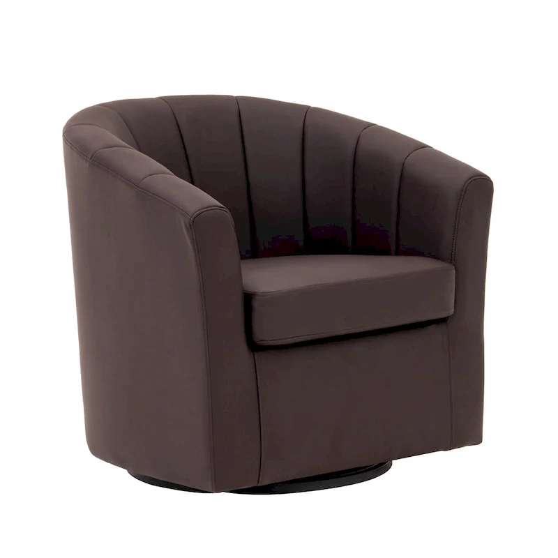 Swivel Barrel Accent Chair - Faux Leather Single Seat