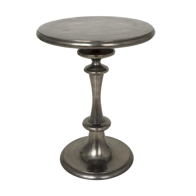 Aluminum Metal Turned Style Accent Table - Black - Roche River Decor - 18W x 18L x 23H