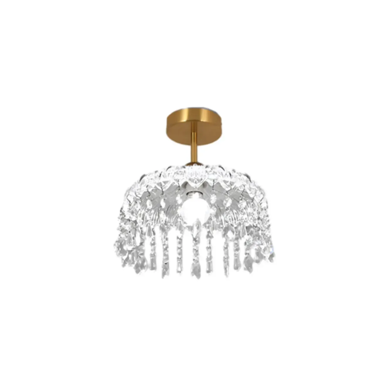 Mini 1 Light Gold Crystal Chandelier Semi Flush Ceiling Light