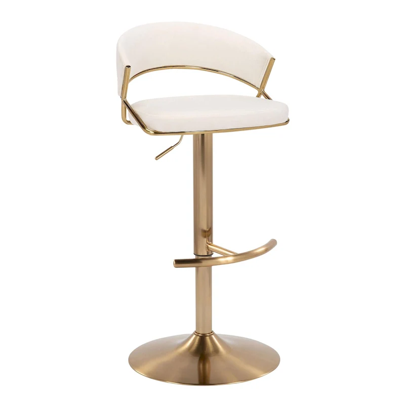 Adjustable Bar Stool with Rounded T Footrest (Set of 2)