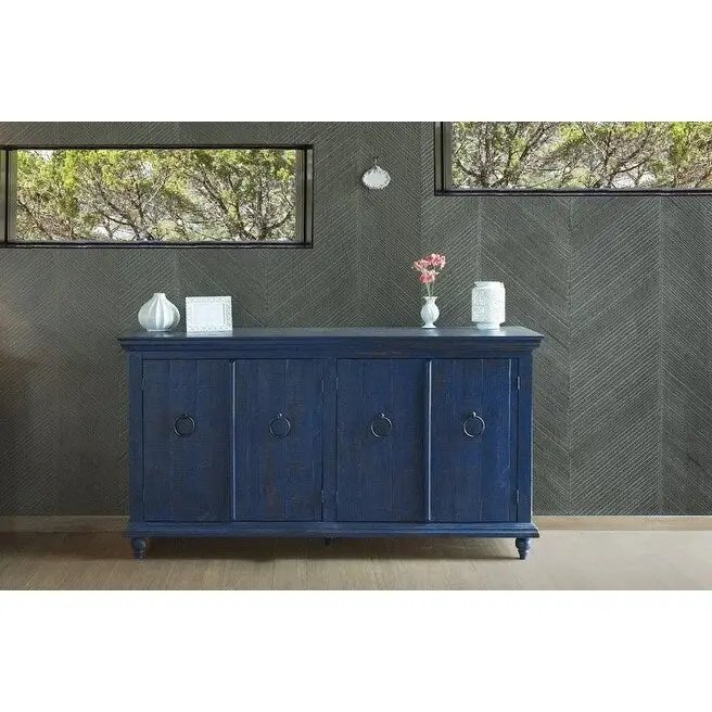 Blue 4-Door Solid Pine Sideboard – 73
