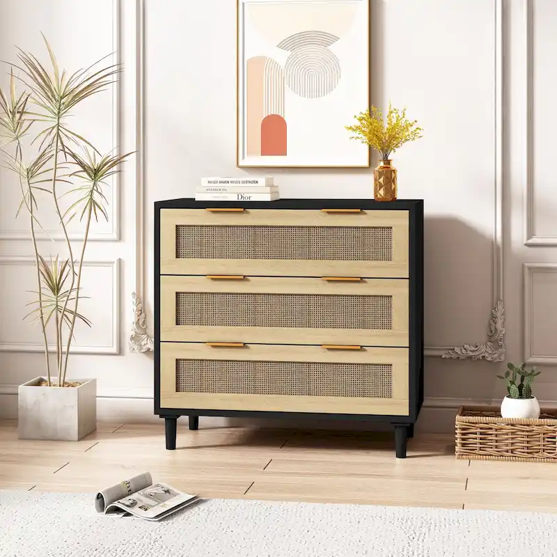 31.50 L 3-Drawers Rattan Cabinet