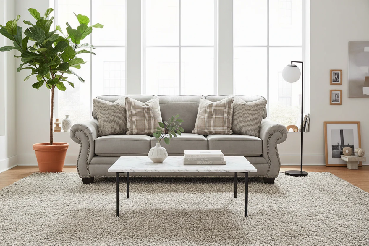 Steel gray fabric sofa- 91 W x 38 D x 38 H