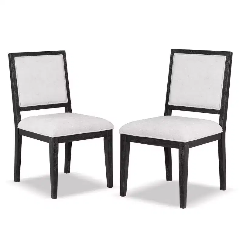 Royal Hampton Dining Side Chair Set of 2, Farmhouse Legs, Black Rubberwood