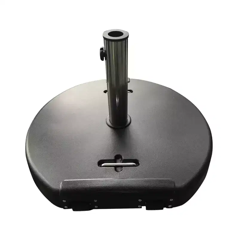 GDFStudio Laramie Outdoor 120 lb Concrete Circular Umbrella Base, Matte Black