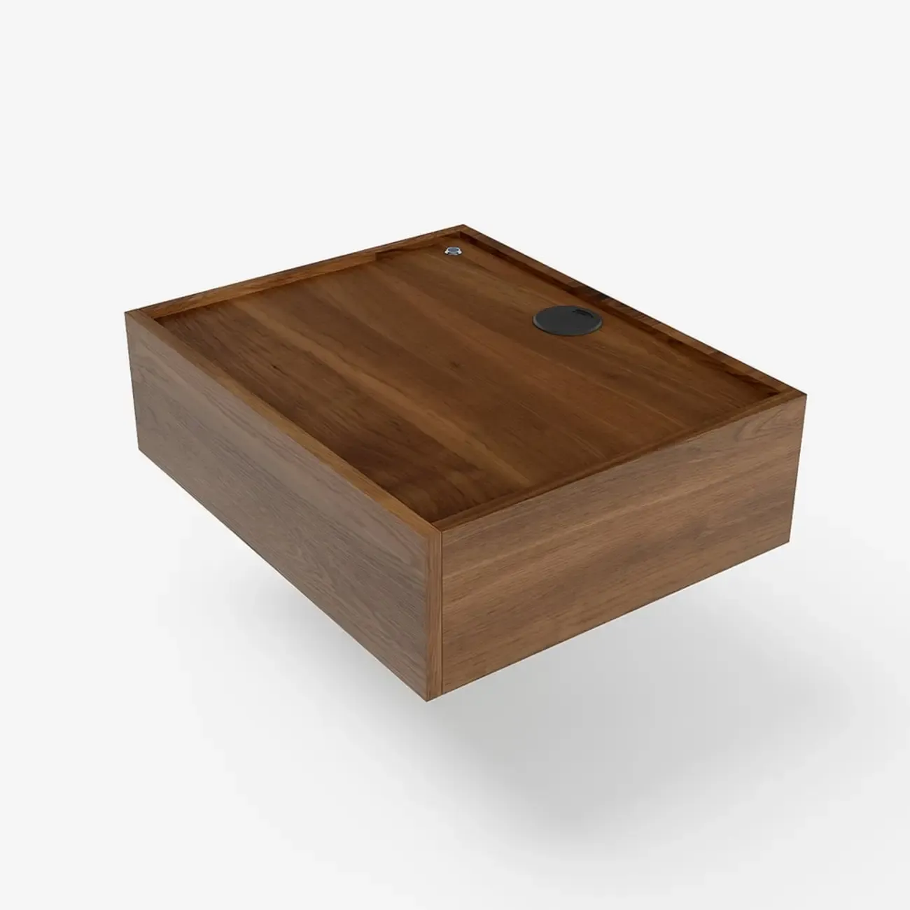 LED Wireless Charging Walnut Floating Nightstand Set of 2