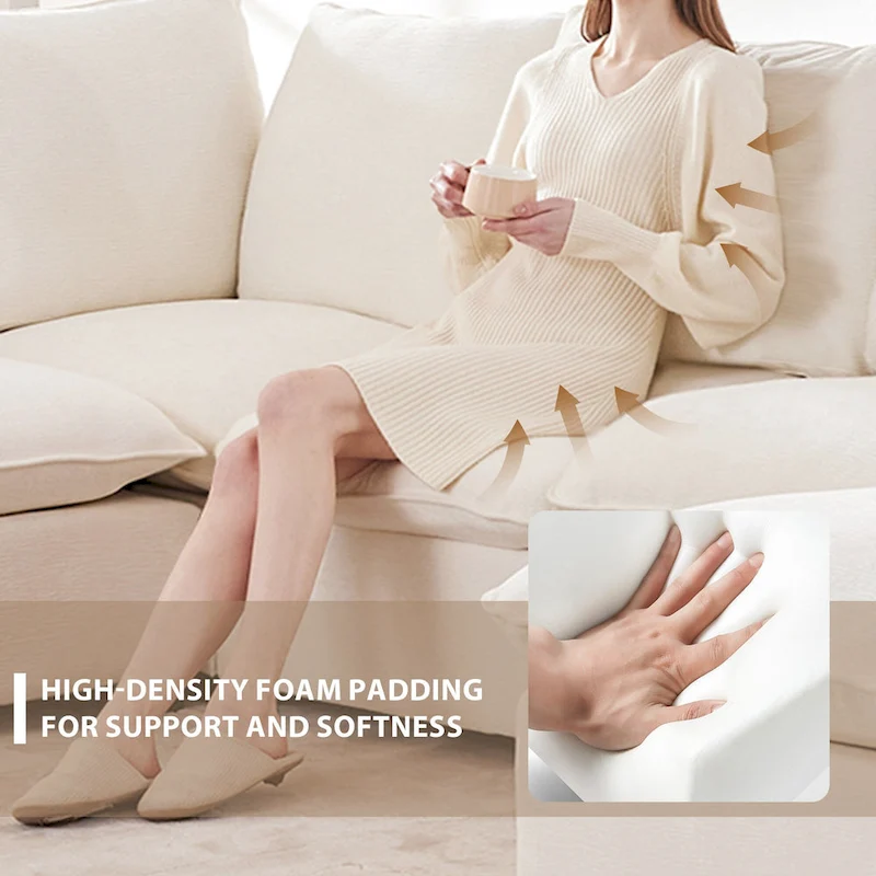 U Shape Modular Sofa, 6 Seat Chenille Deep Seat Sectional Couch