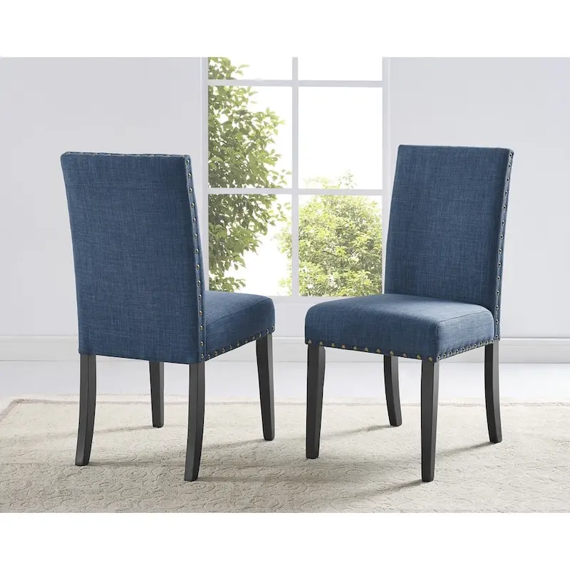 Nailhead-Trim Fabric Dining Chairs (Set of 2)