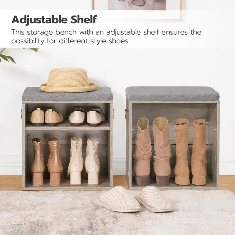 Small Shoe Bench with Cushion - 11.8 D x 15.7 W x 16.5 H