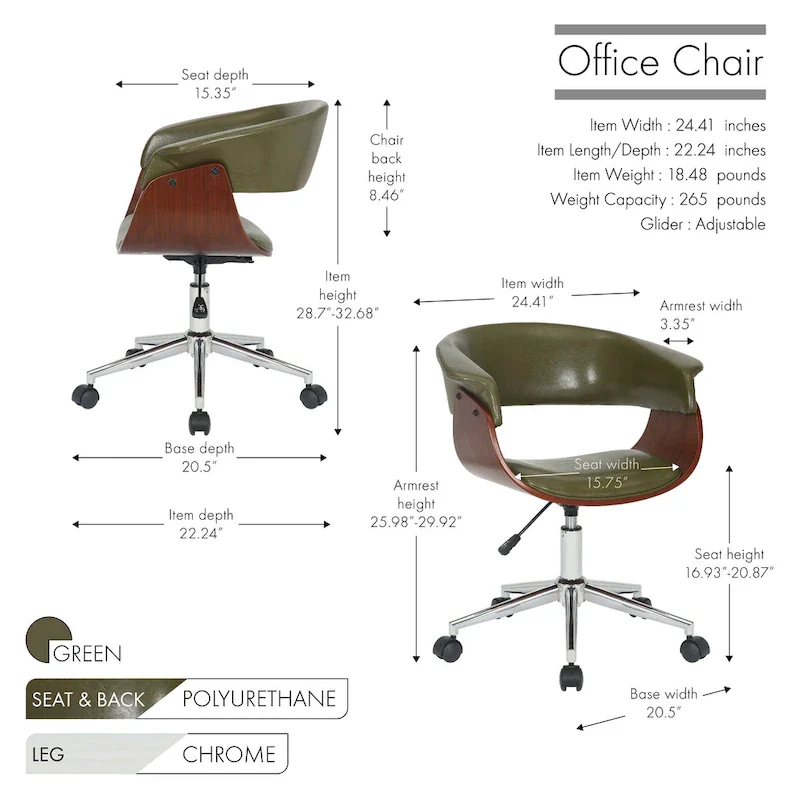 Carson Carrington Sauoarkrokur Faux Leather Office Chair with Chrome Base