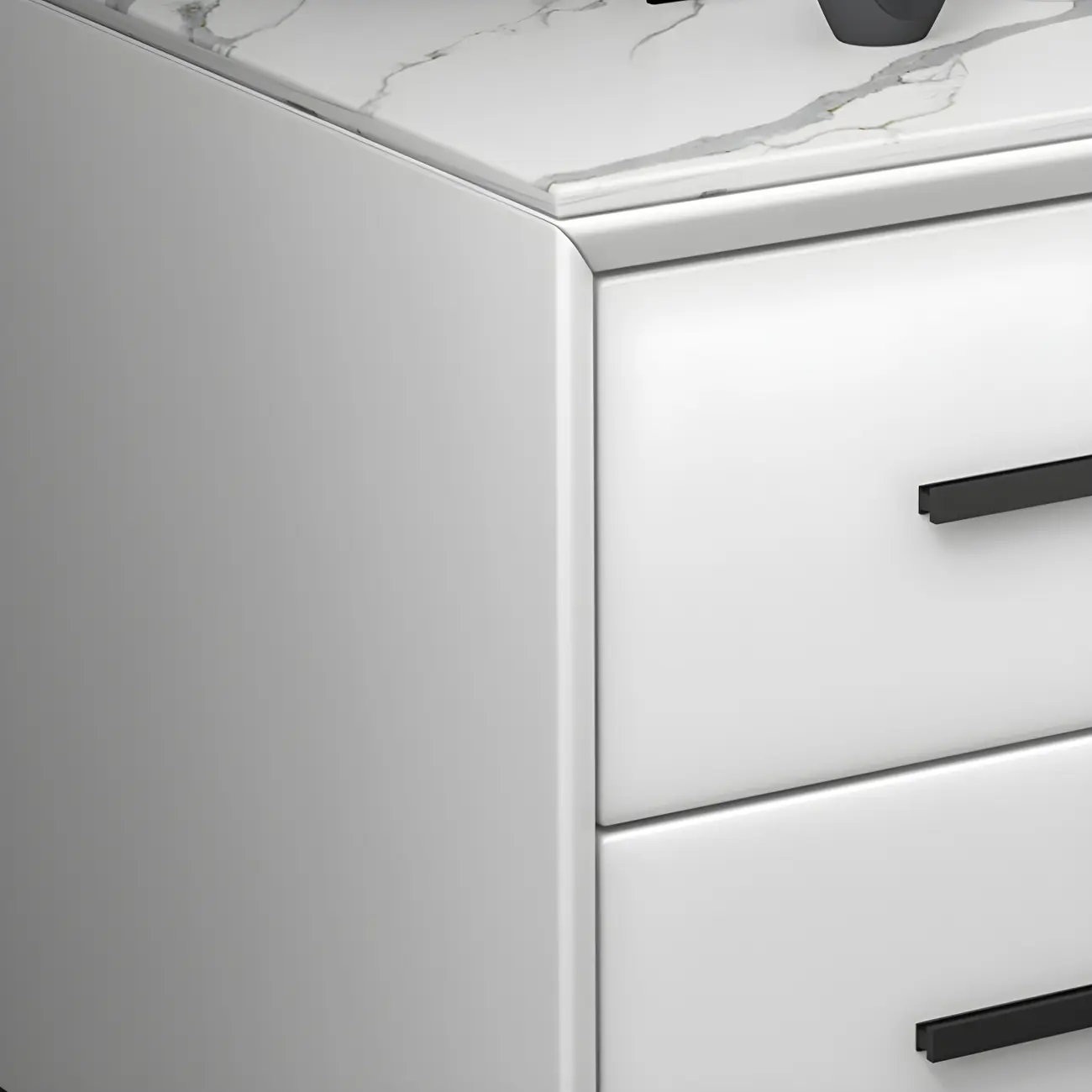 Modern White Metal Bedside Table with 2 Drawers