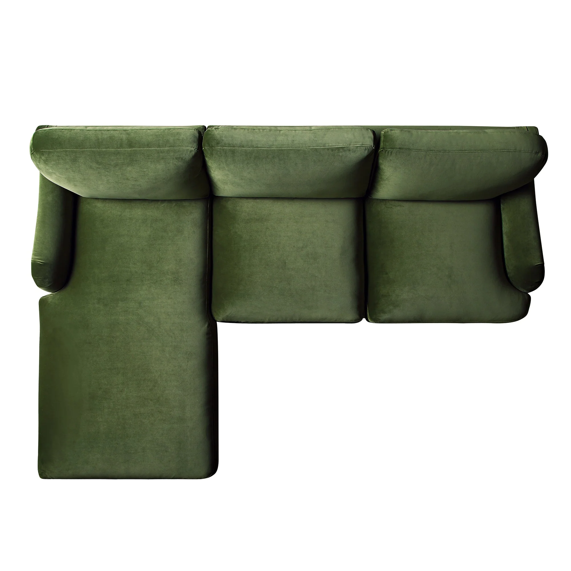 Fern Green Velvet Sofa, Grande Chaise Sofa Left Hand Facing