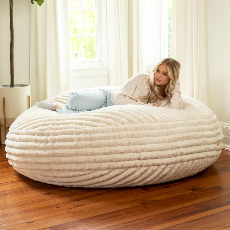6 Foot Large Bean Bag Chair, Faux Fur