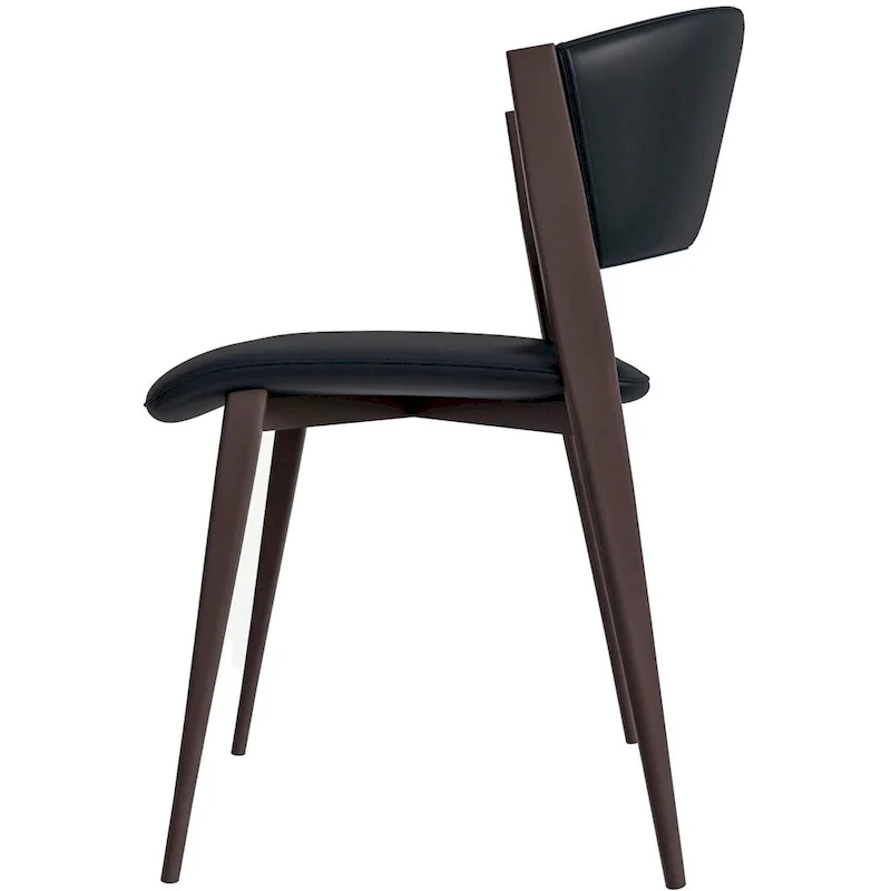Dining Chair - Black Leather - Metal Legs