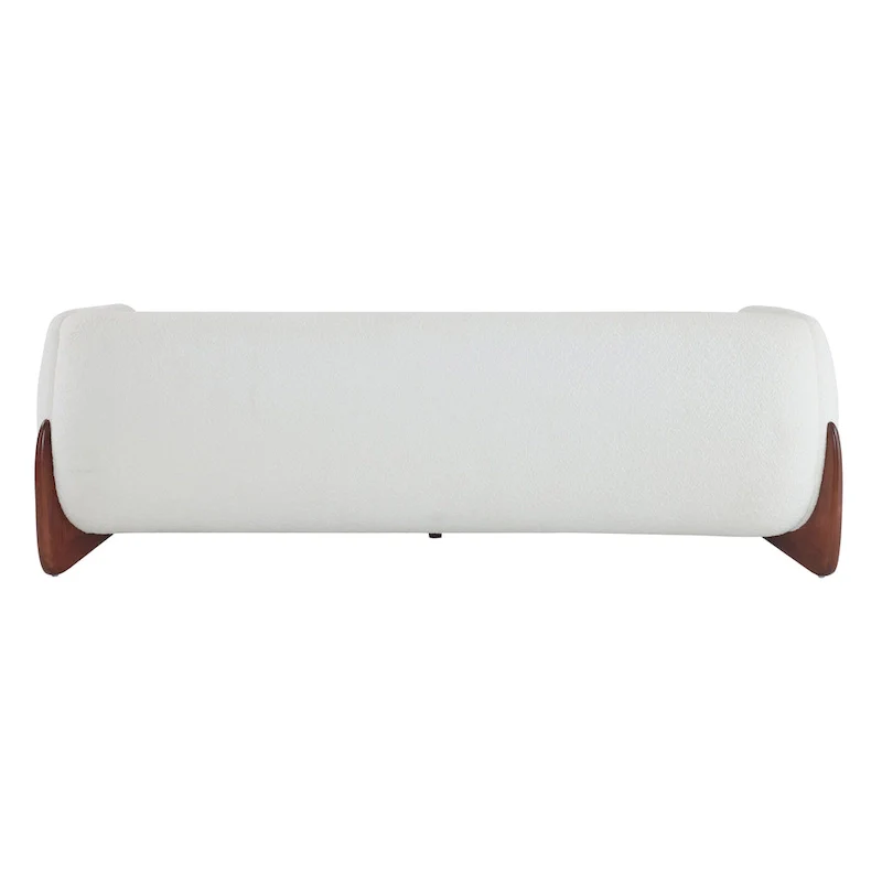 Off-White Boucle 3-Seat Sofa with Birch Wood Legs