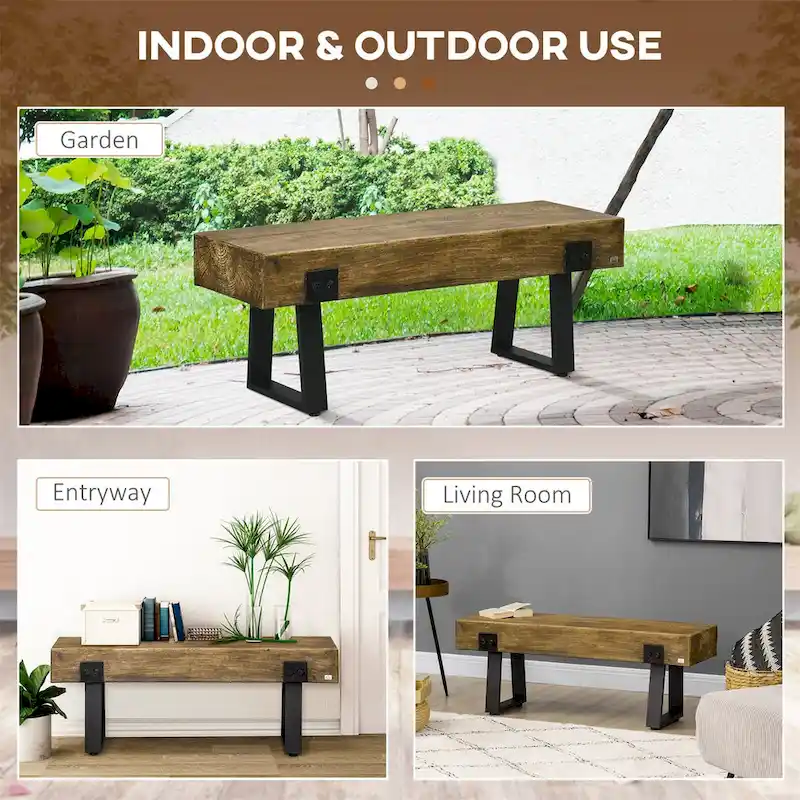 Garden Bench with Metal Legs
