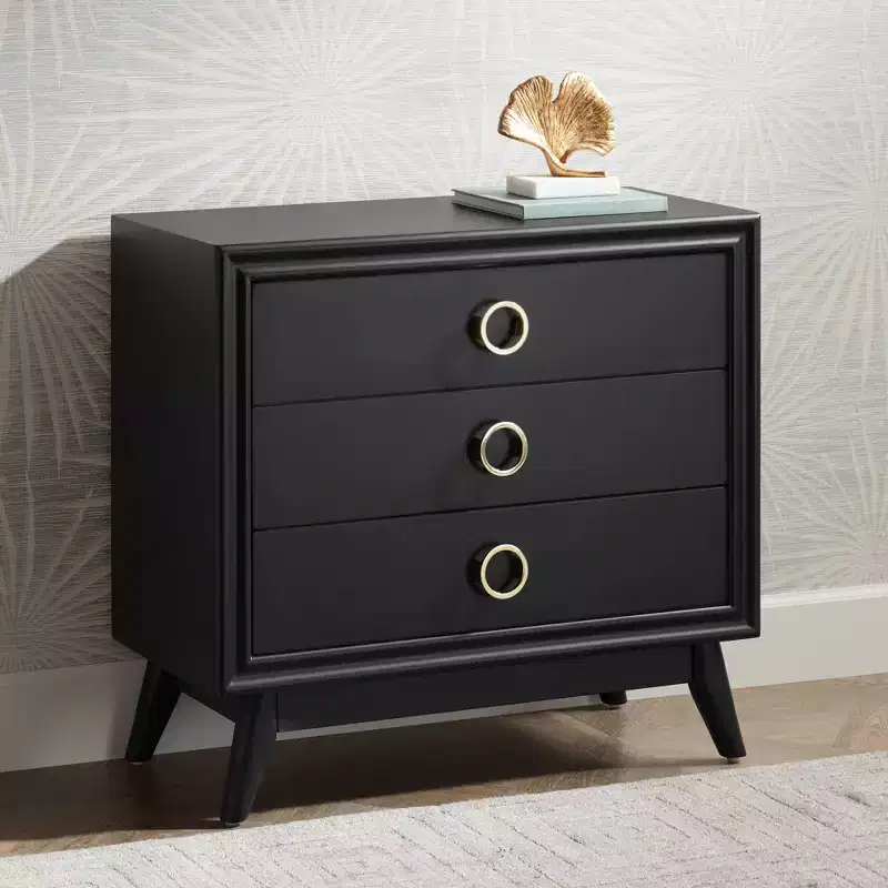 Crestview Collection Oslo 32W Black 3-Drawer Accent Chest