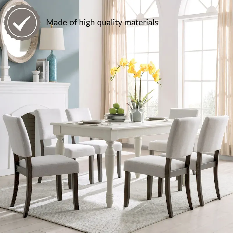 Upholstered Back Dining Chair with Wood Base Set of 2