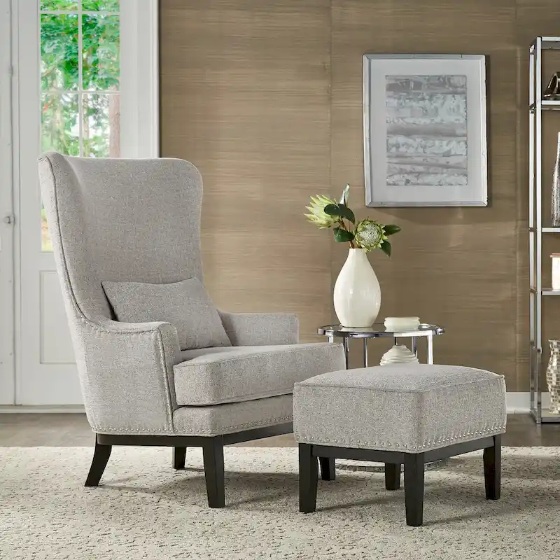 Capella Highback Wing Lounge Chair with Footstool by iNSPIRE Q Artisan
