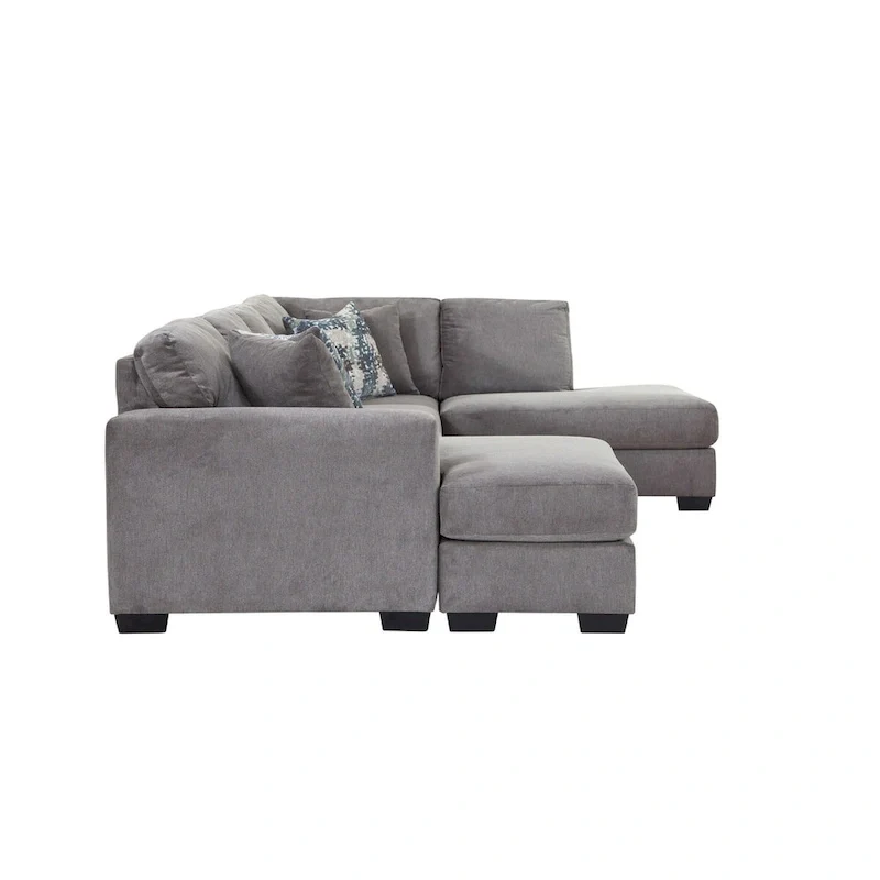 American Furniture Classics Graphite Model A414V6-K2 U Shaped Sectional with 4 Throw Pillows