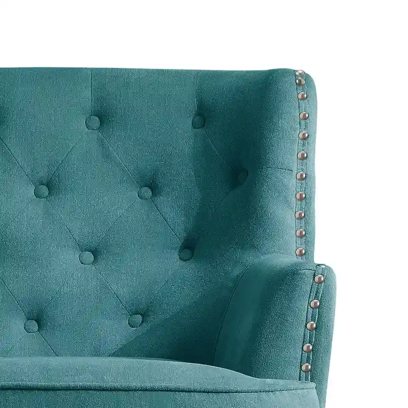 Moser Bay Mignon Velvet / Linen 30  Wide Tufted Wingback Accent Chair