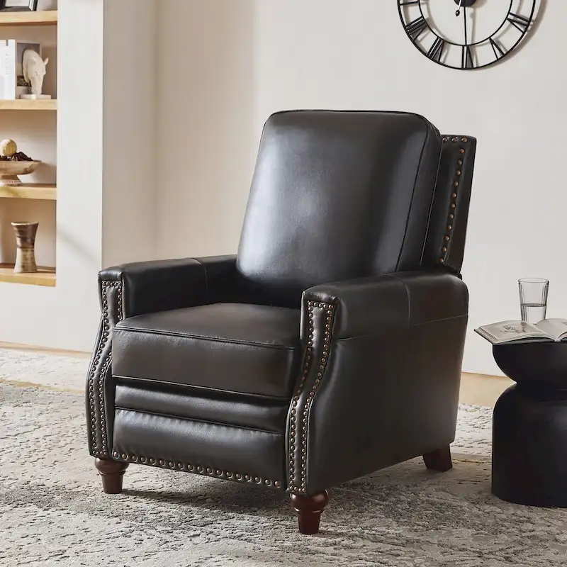 8-Color Genuine Leather Cigar Recliner with Nailhead Trim, 1-Person