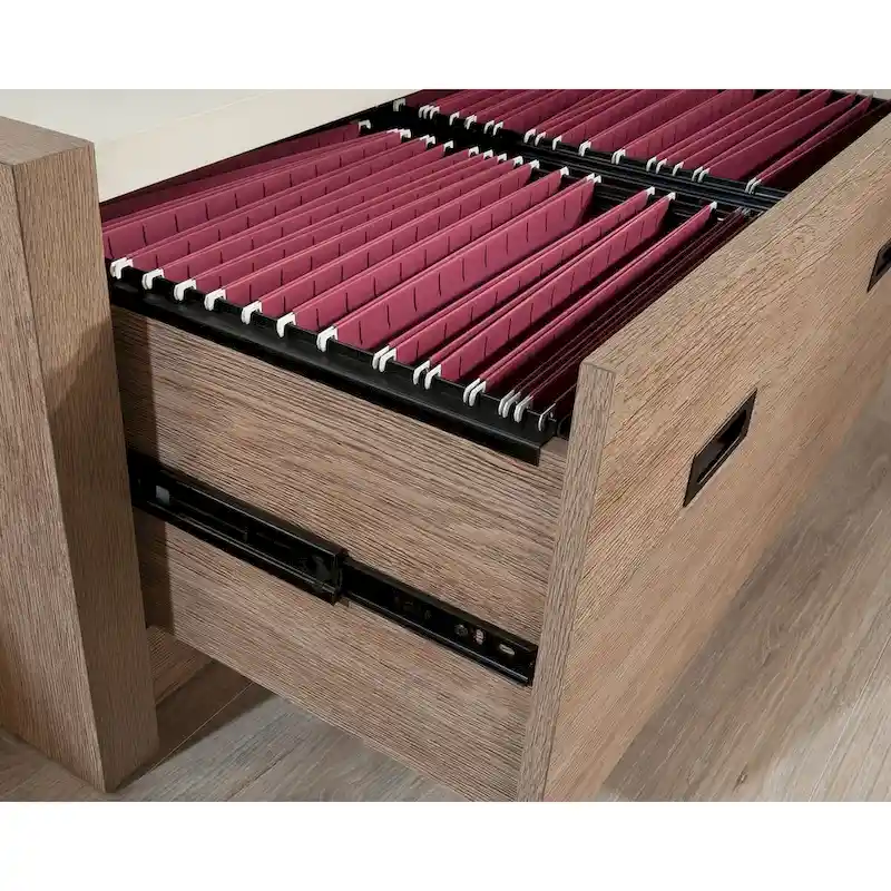 Jamocha Wood Sliding Door Bookcase with File Drawer – Letter Size