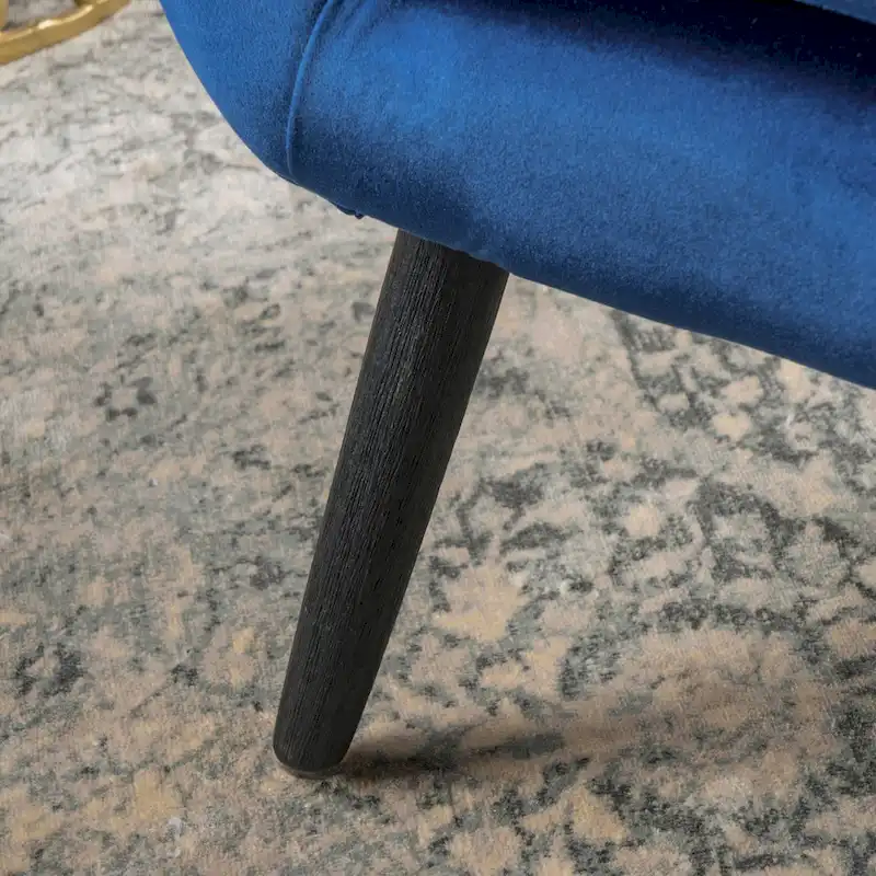 Navy Blue 34.25  Velvet Wingback Arm Chair