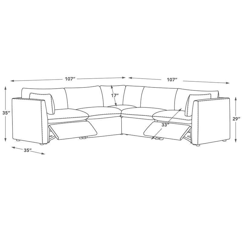 Cypress 107W Power Reclining Sectional Sofa Couch