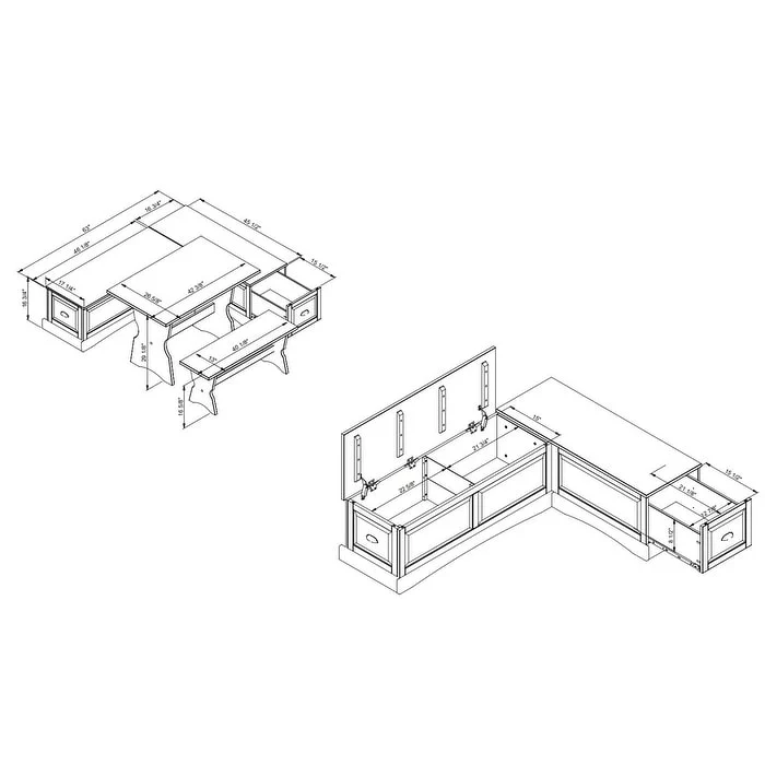 Ame Walnut Backless Nook Table Set