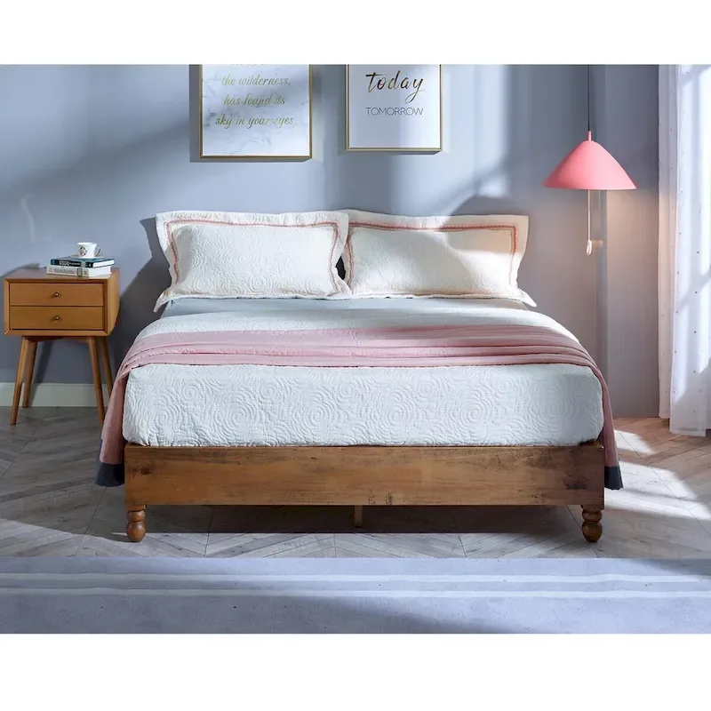MUSEHOMEINC 12 Inch Solid Wood Bed Frame Rustic Style Eliminates The Need for a Boxspring, Natural Finish