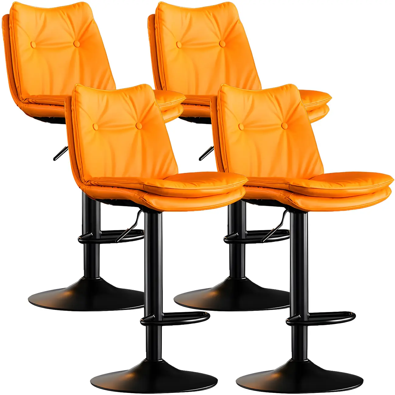 Modern Adjustable Leather Swivel Bar Stools