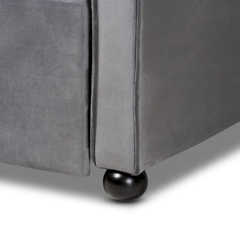 Silver Orchid Titus Contemporary Tufted Velvet Daybed with Trundle