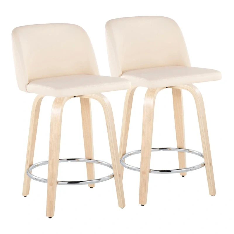 Carson Carrington Vallberga 24 Counter Stool with Natural Wood Base (Set of 2)